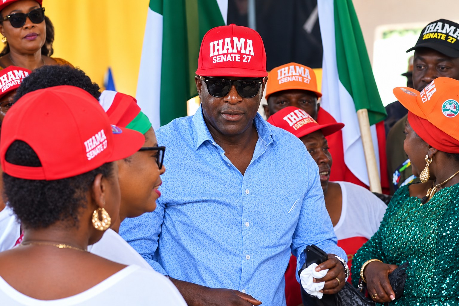 Omoregie Ogbeide-Ihama with supporters in Edo South
